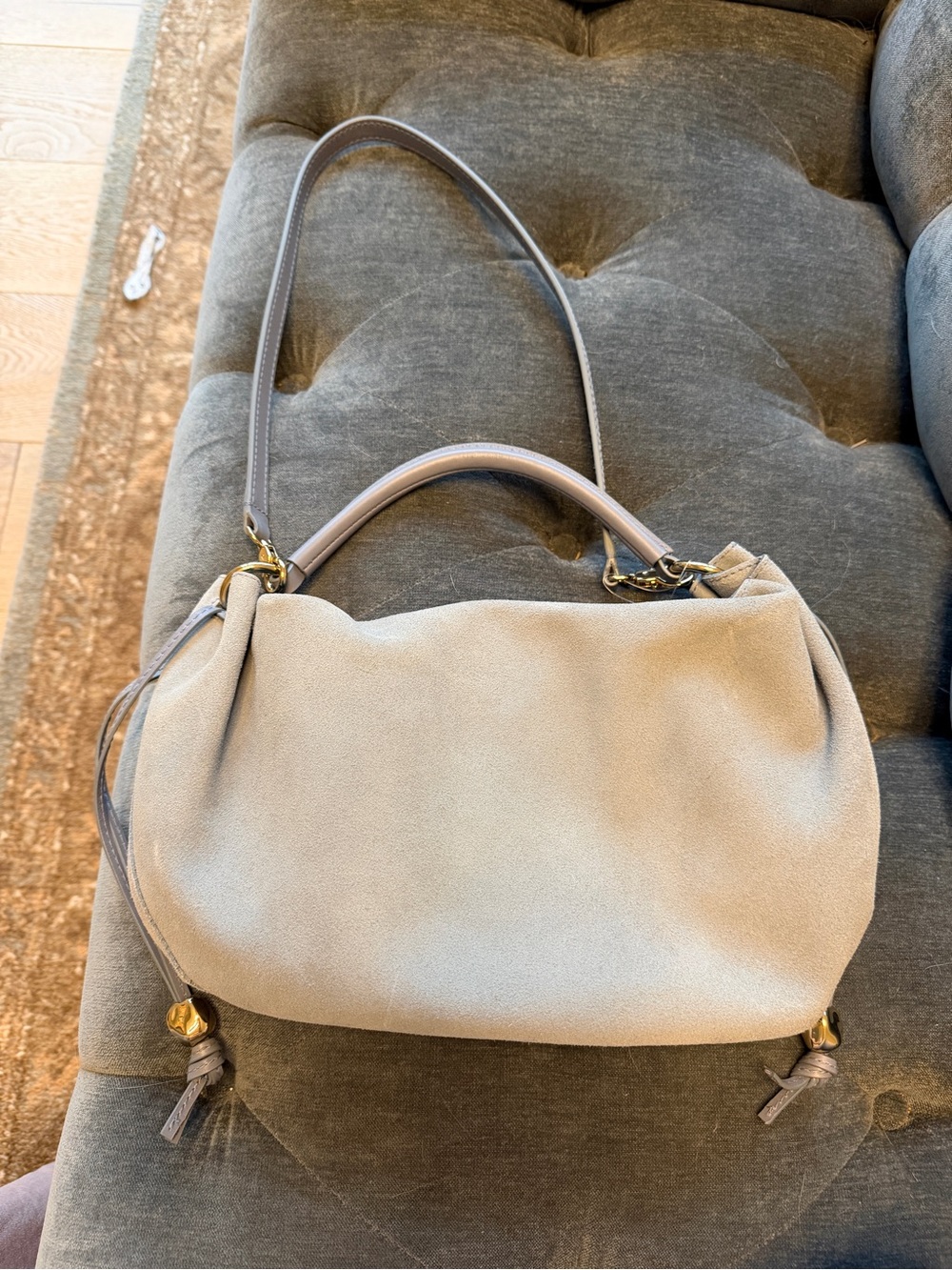*NWT* Madewell Cameron Gathered Shoulder Bag in Serene Blue Suede - Picture 7 of 11